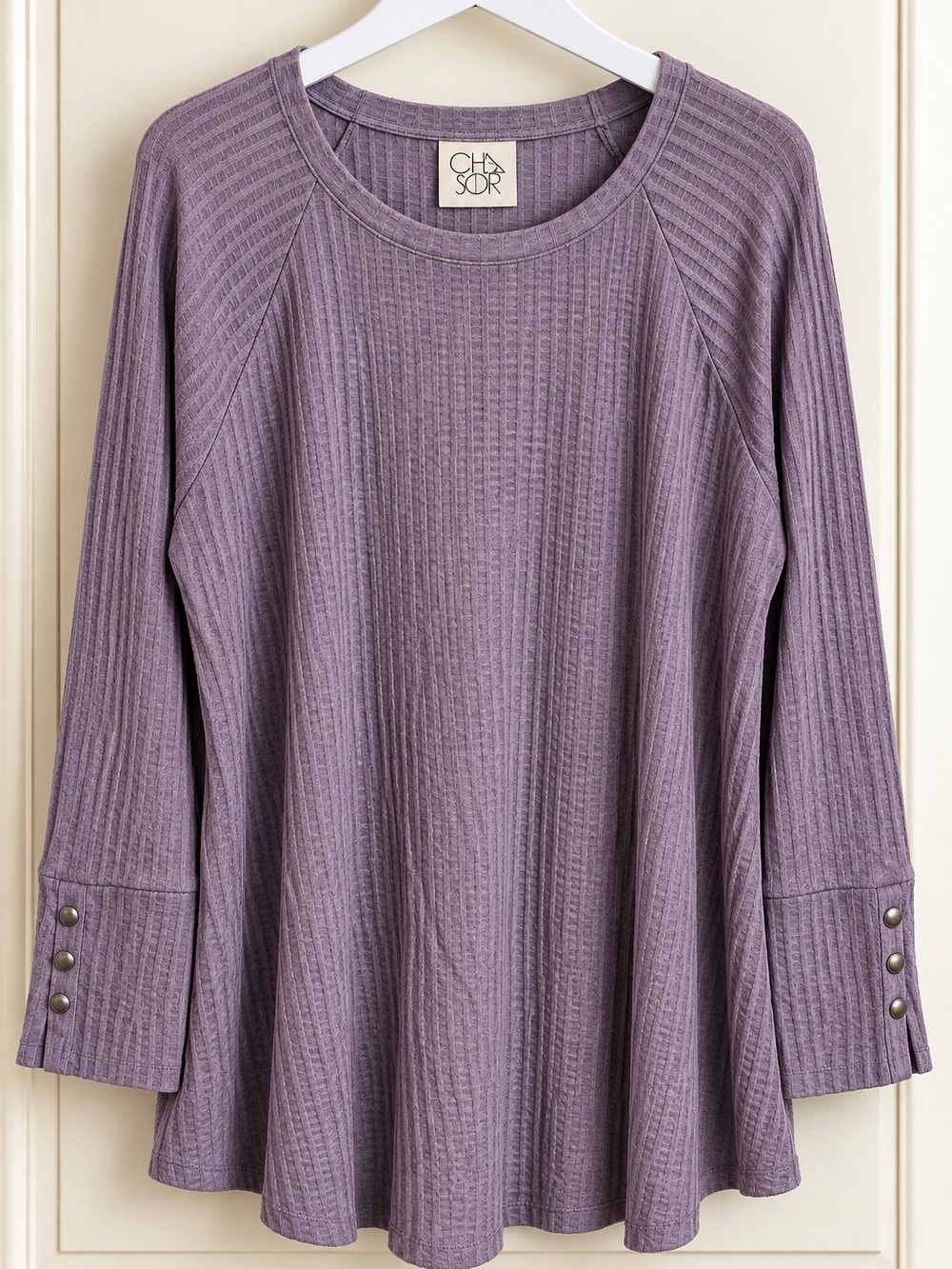 Chaser Purple Waffle Knit Long Sleeve Tunic Top XXL